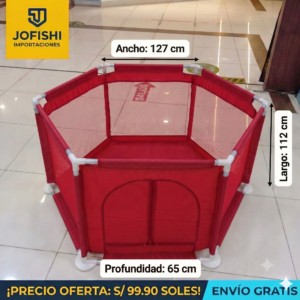 Corralito hexagonal para niños color rojo