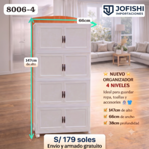 Organizador Multiusos de 4 Niveles con Puertas (Modelo 8006-4)